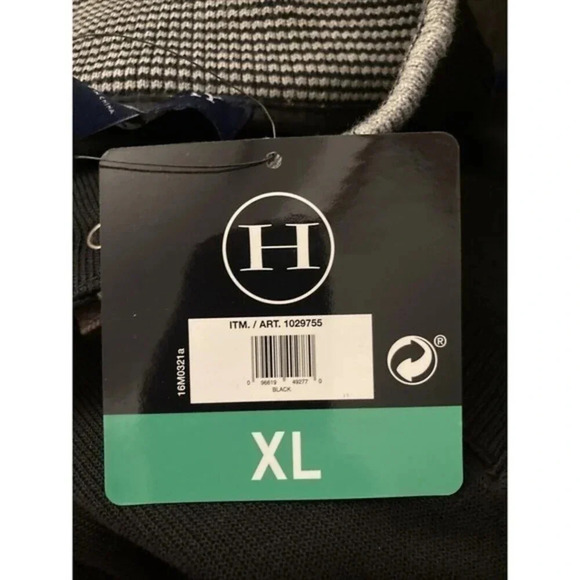 Hathaway Men's Size XL Ribbed Knit 3 Snap‎ 1/4 Button Closure Sweater Black New‌ - Picture 4 of 8